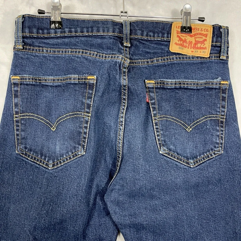 Levis Mens 33x30 *33x28 Med Wash Jeans‎ 505 Straight Fit Regular Western Classic